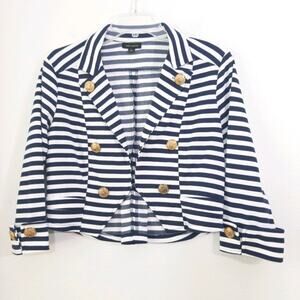 Miss Avenue striped cropped blazer jacket L